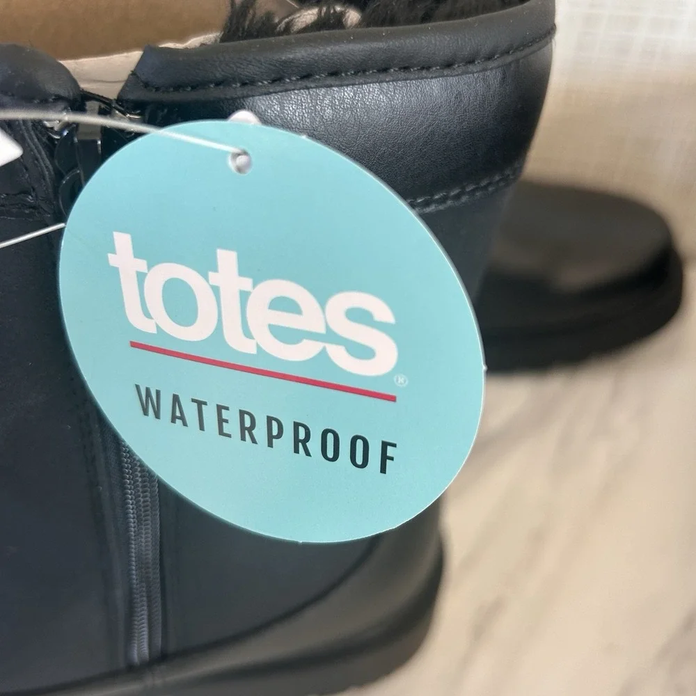 Totes Stadium Weather Boot Black Mens Sz 11M Thermolite Waterproof Zipper Warm‎